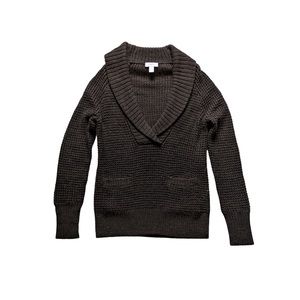 Ann Taylor LOFT Women Charcoal Gray V Neck Legging Length Sweater Wool Blend